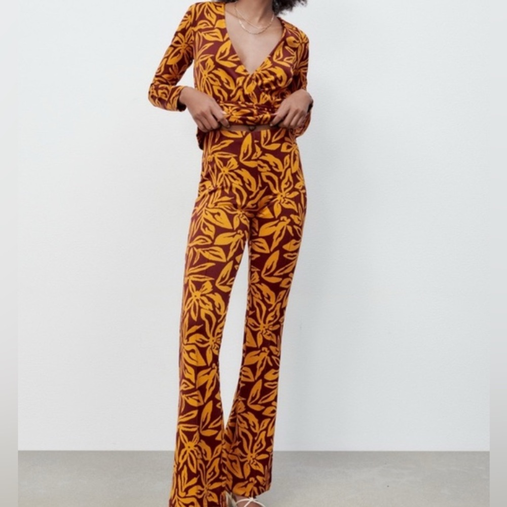 Zara  Jacquard Knitwear Flare Pants